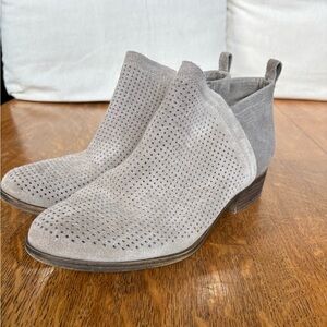 Toms Tan and Gray Ankle Booties with Perforated Design